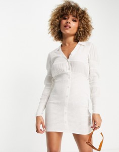 Пляжное платье мини цвета слоновой кости со сборками ASOS DESIGN-Белый