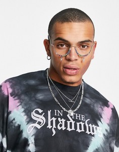 Очки для вечеринки на Хэллоуин с разноцветными стразами ASOS DESIGN Halloween-Серебряный