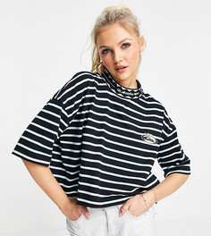 Черная укороченная футболка в полоску Quiksilver 90 – эксклюзивно для ASOS-Черный цвет