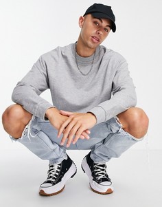 Легкий серый меланжевый oversized-свитшот ASOS DESIGN