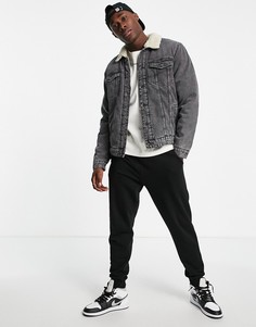 Серая джинсовая куртка с подкладкой из искусственного меха Only & Sons-Серый