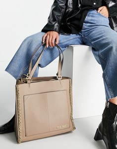 Сумка-тоут серо-бежевого цвета с отделкой цепочкой Steve Madden-Серый