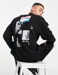 Черный свитшот с принтом "Relativity" Topman-Черный цвет