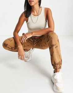 Джоггеры коричневого цвета с принтом тай-дай (от комплекта) Topshop-Коричневый цвет
