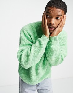 Зеленый плюшевый вязаный джемпер ASOS DESIGN-Зеленый цвет