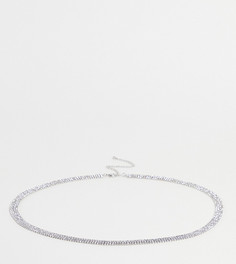 Серебристая узкая цепочка в виде пояса из стразов ASOS DESIGN Curve-Серебряный