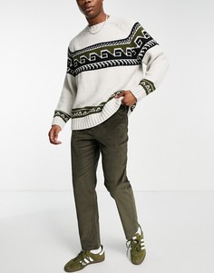 Вельветовые брюки свободного кроя цвета хаки River Island-Зеленый цвет