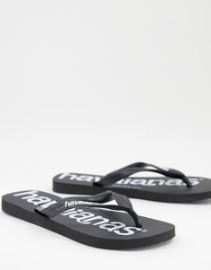 Черные шлепанцы с логотипом сверху Havaianas-Черный цвет