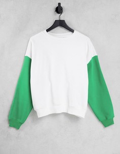 Белый свитшот-кокон с контрастными рукавами ASOS DESIGN