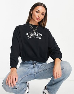 Черный свитер с круглым вырезом и логотипом в университетском стиле Levis-Черный цвет Levis®