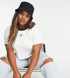 Белая укороченная футболка adidas Plus-Белый