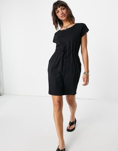 Черное платье-футболка мини с поясом из органического хлопка Vero Moda-Черный цвет