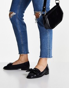 Черные лоферы на плоской подошве с бантиками ASOS DESIGN Mentor-Черный цвет