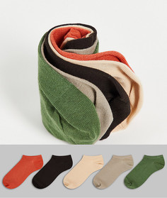 Набор из 5 летних спортивных носков природных цветов ASOS DESIGN-Разноцветный