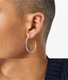 Серьги-кольца ASOS DESIGN диаметром 40 мм с покрытием из серебра-Серебряный