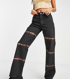 Свободные джинсы из смесового органического хлопка шоколадного цвета в винтажном стиле с заниженной талией и принтом тай-дай ASOS DESIGN Tall-Разноцветный