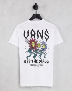 Белая футболка с принтом на спине Vans Flower Power-Белый