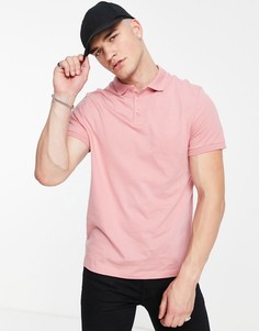 Розовое выбеленное трикотажное поло из органического хлопка ASOS DESIGN-Розовый цвет