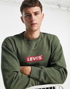 Свободный свитшот зеленого цвета с прямоугольным логотипом Levis-Зеленый цвет Levis®
