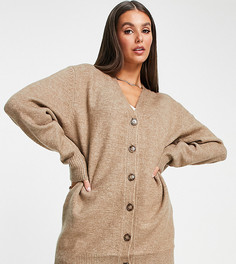 Серо-бежевый oversized-кардиган на пуговицах ASOS DESIGN Tall-Светло-бежевый цвет