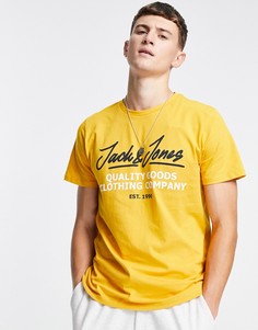 Желтая футболка с круглым вырезом и логотипом Jack & Jones-Желтый