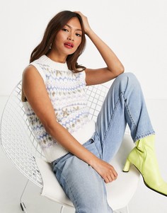 Кремовый вязаный жилет с узором Envii-Белый