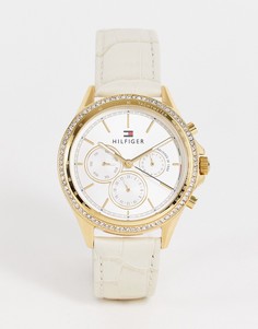 Женские часы с белым кожаным ремешком Tommy Hilfiger Ari-Белый
