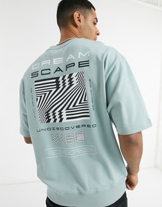 Голубая футболка с принтом "Dreamscape" Topman-Голубой