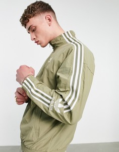 Олимпийка цвета хаки на молнии adidas Originals adicolor-Зеленый цвет