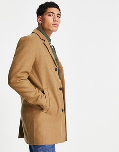 Светло-коричневое пальто из смесовой шерсти Jack & Jones Originals-Коричневый цвет