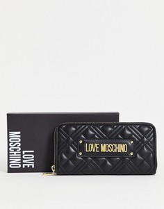 Черный стеганый кошелек Love Moschino-Черный цвет