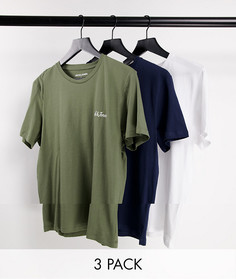 3 футболки белого, темно-синего и оливкового цвета с логотипом Jack & Jones-Разноцветный