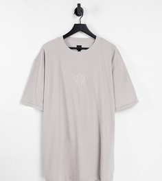 Серая футболка классического кроя из вафельного трикотажа River Island Big & Tall-Серый