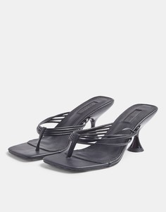 Черные сандалии на каблуке-рюмочке с ремешком между пальцами Topshop-Черный цвет