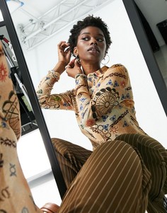 Рубашка с разноцветным принтом татуировок Topshop-Разноцветный