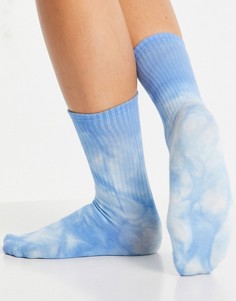 Голубые носки из смесовой ткани на основе органического хлопка с принтом тай-дай Monki Holly-Голубой