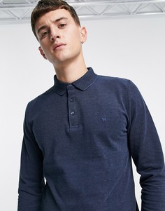 Футболка-поло с длинными рукавами Wrangler-Голубой