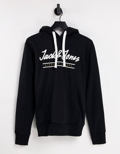 Черный худи без застежки с логотипом Jack & Jones-Черный цвет