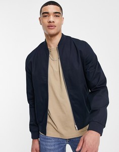 Темно-синяя куртка бомбер ASOS DESIGN Essential-Темно-синий