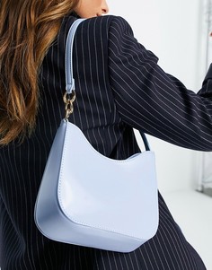 Голубая сумка на плечо с закругленными краями и звеньями цепочки ASOS DESIGN-Голубой