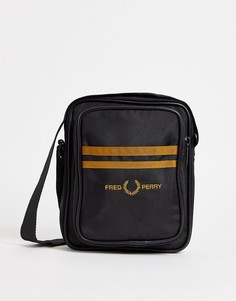 Черная сумка через плечо с двойной окантовкой золотистого цвета Fred Perry-Черный цвет