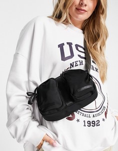 Черная нейлоновая сумка с через плечо с двумя карманами Topshop-Черный цвет