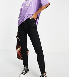 Черные зауженные джинсы с завышенной талией Bershka Tall-Черный цвет