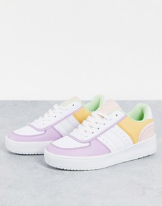 Кроссовки с разноцветными вставками пастельных оттенков и шнуровкой schuh Magnet-Разноцветный
