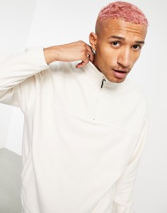 Бело-серый флисовый oversized-свитшот с короткой молнией ASOS DESIGN-Белый