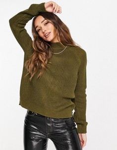 Джемпер массивной вязки цвета хаки с высоким воротом Vero Moda-Зеленый цвет