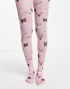 Разноцветные колготки 40 ден с принтом котят ASOS DESIGN-Разноцветный