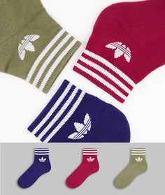 Набор из 3 пар носков до щиколотки с фирменным трилистником в разных цветах adidas Originals adicolor-Разноцветный
