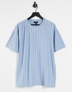 Голубая oversized-футболка в полоску New Look-Голубой
