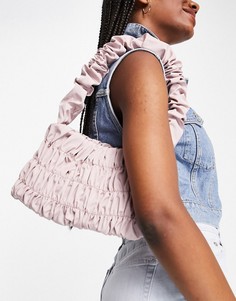 Нежно-розовая сумка на плечо со сборками ASOS DESIGN-Розовый цвет
